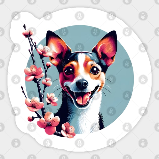 Toy Fox Terrier Celebrates Spring Amid Cherry Blossoms Sticker by ArtRUs